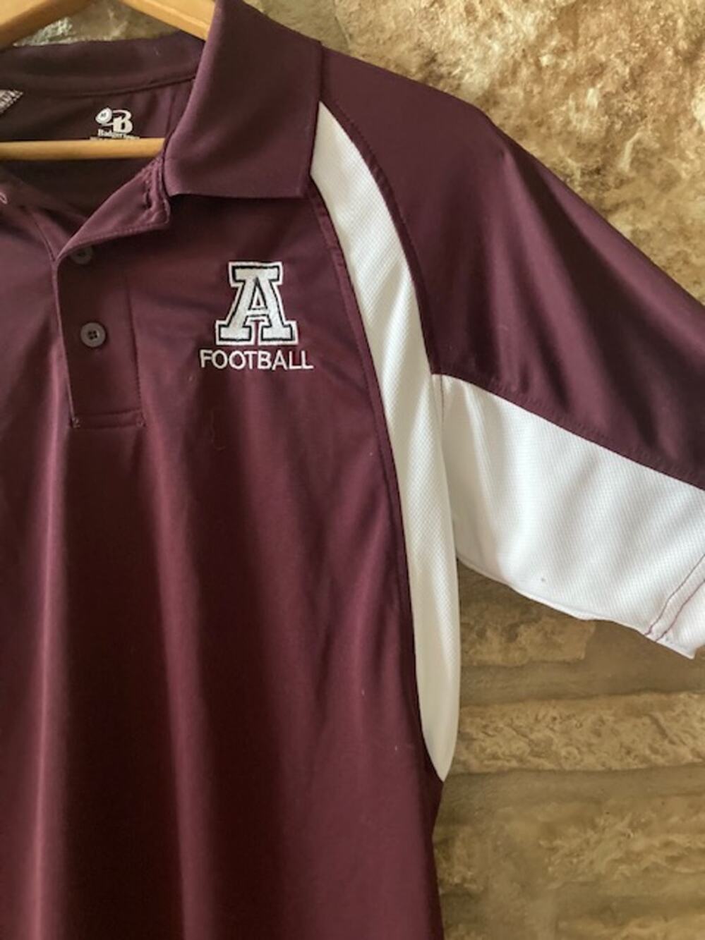 Maroon Athletic "A Football" Polo Shirt - Men's Medium